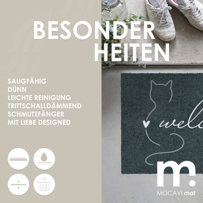 Fußmatte 45x70 Mat Katze welcome anthrazit