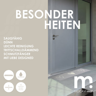 Läufer klein 30x100 Mat Schuhparkplatz Herzen beige