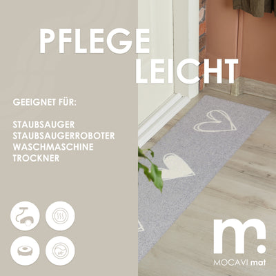 Läufer klein 30x100 Mat Schuhparkplatz Herzen hellgrau