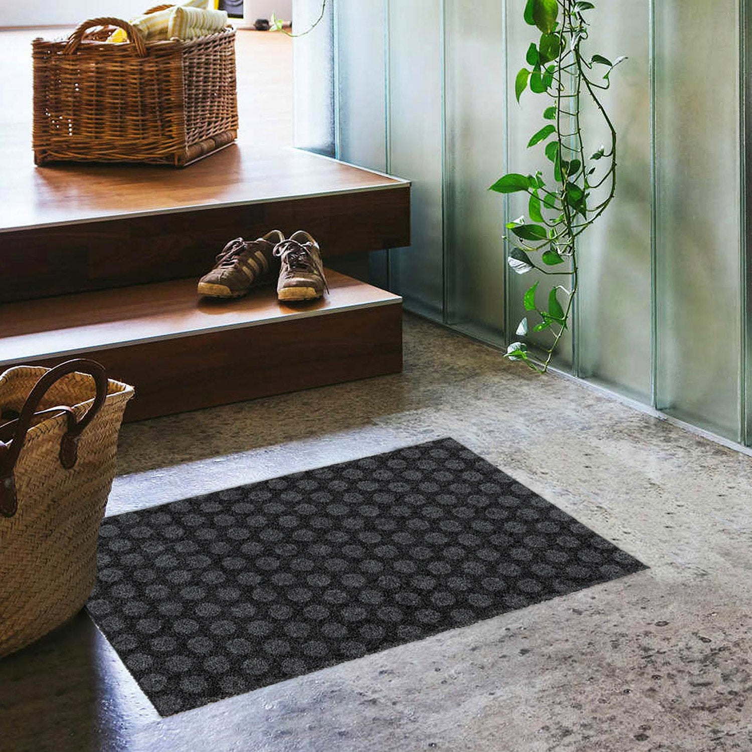 Fußmatte 50 x 70 cm Mat Punkte anthrazit randlos