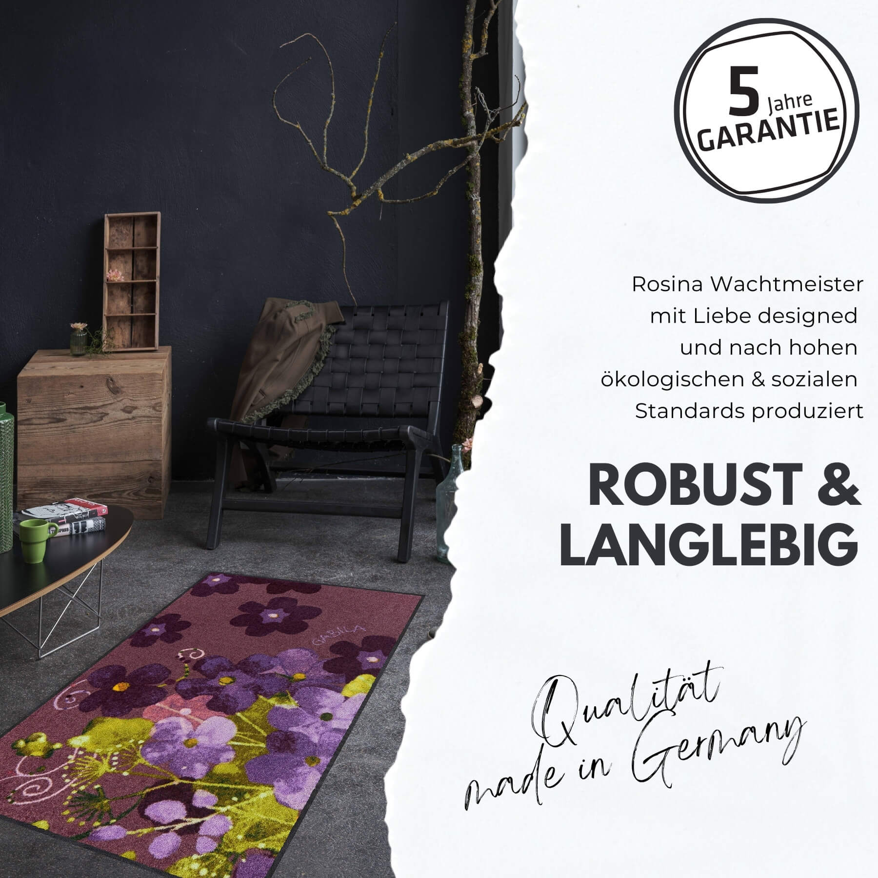 Fußmatte 60x85 Rosina Wachtmeister Famiglia con fiore halbrund