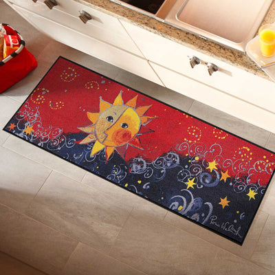 Rosina Wachtmeister Sole Nuovo 60x180 cm Läufer auf Parkett waschbar, Sonne, Sterne rot, blau, gelb
