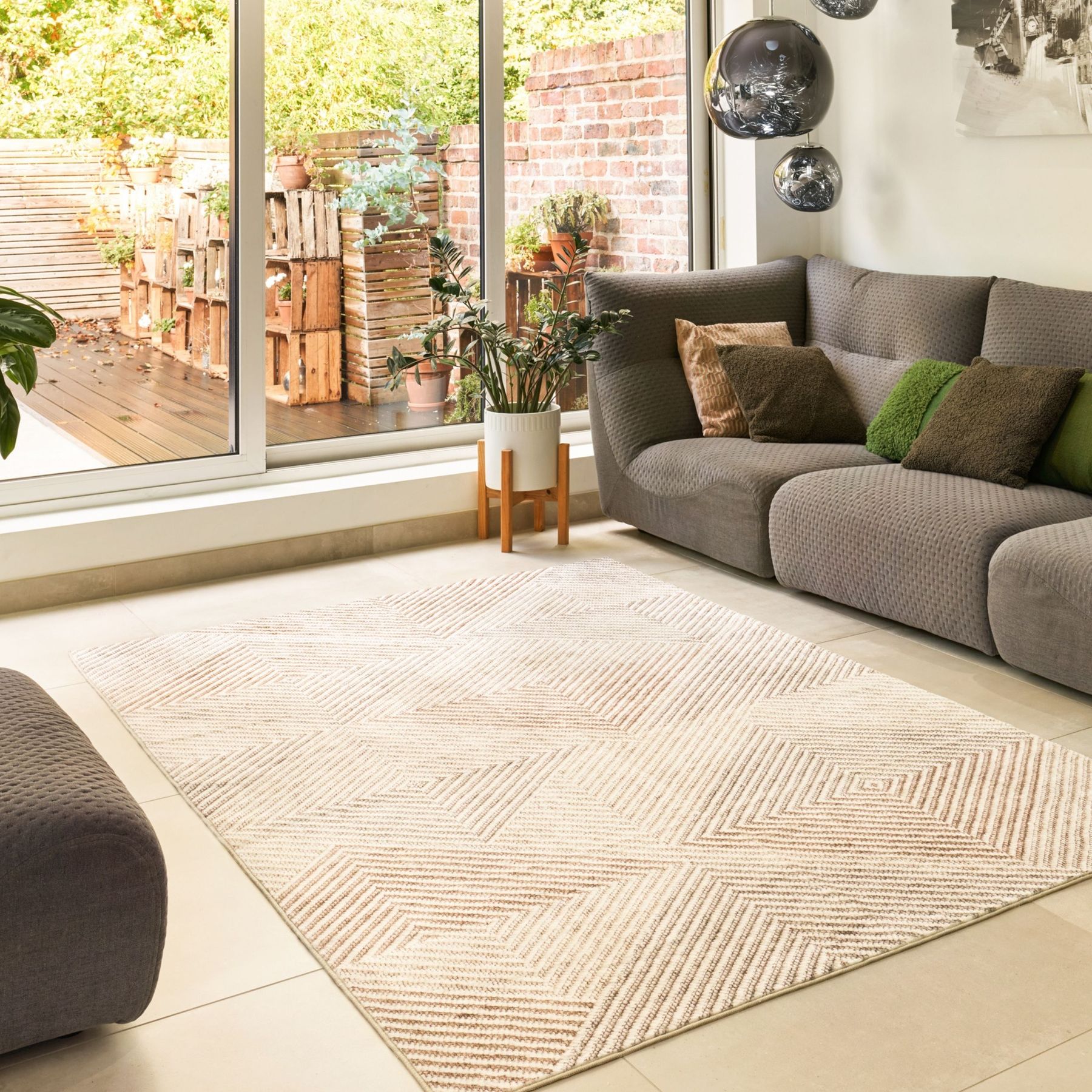 Rugello Teppich rutschsicher waschbar Lumo beige Schlafzimmer