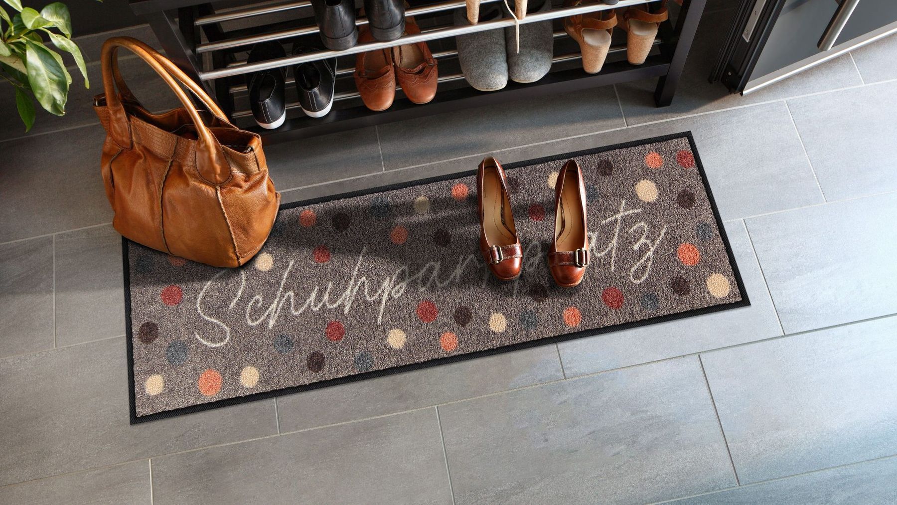 Läufer klein 30x100 Schuhparkplatz Dots beige