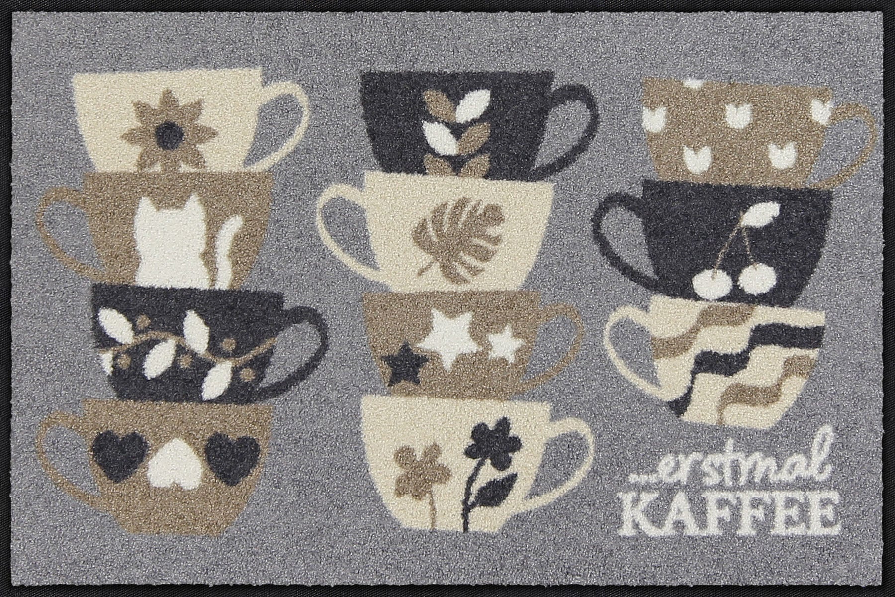 Fußmatte 50 x 75 cm Erstmal Kaffee grau