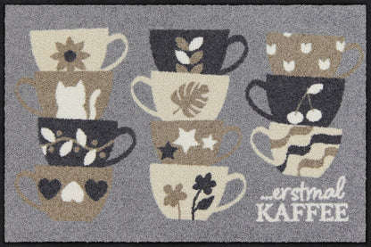 Fußmatte 50 x 75 cm Erstmal Kaffee grau