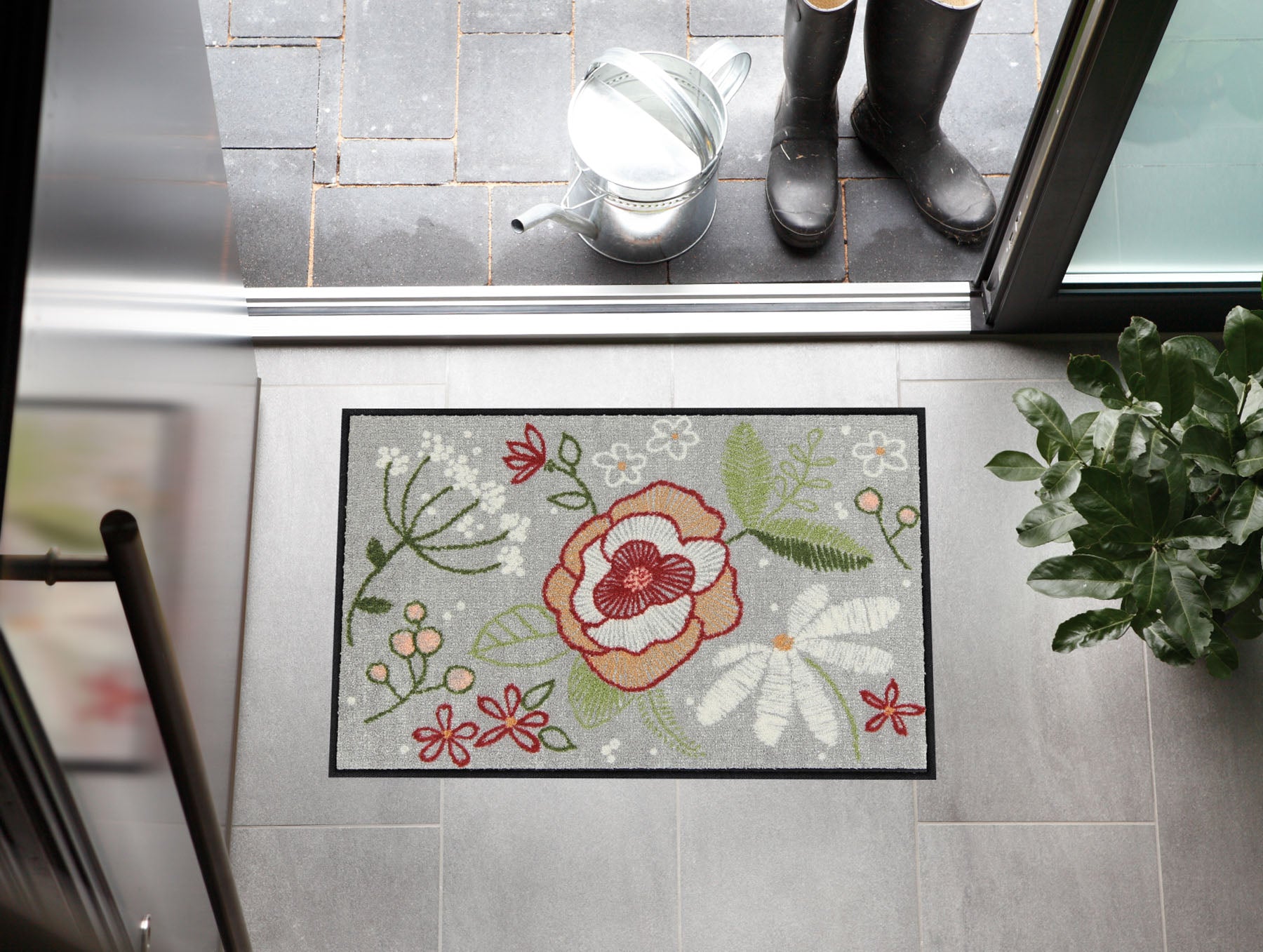 Fußmatte 50 x 75 cm Stitch Flowers mehrfarbig
