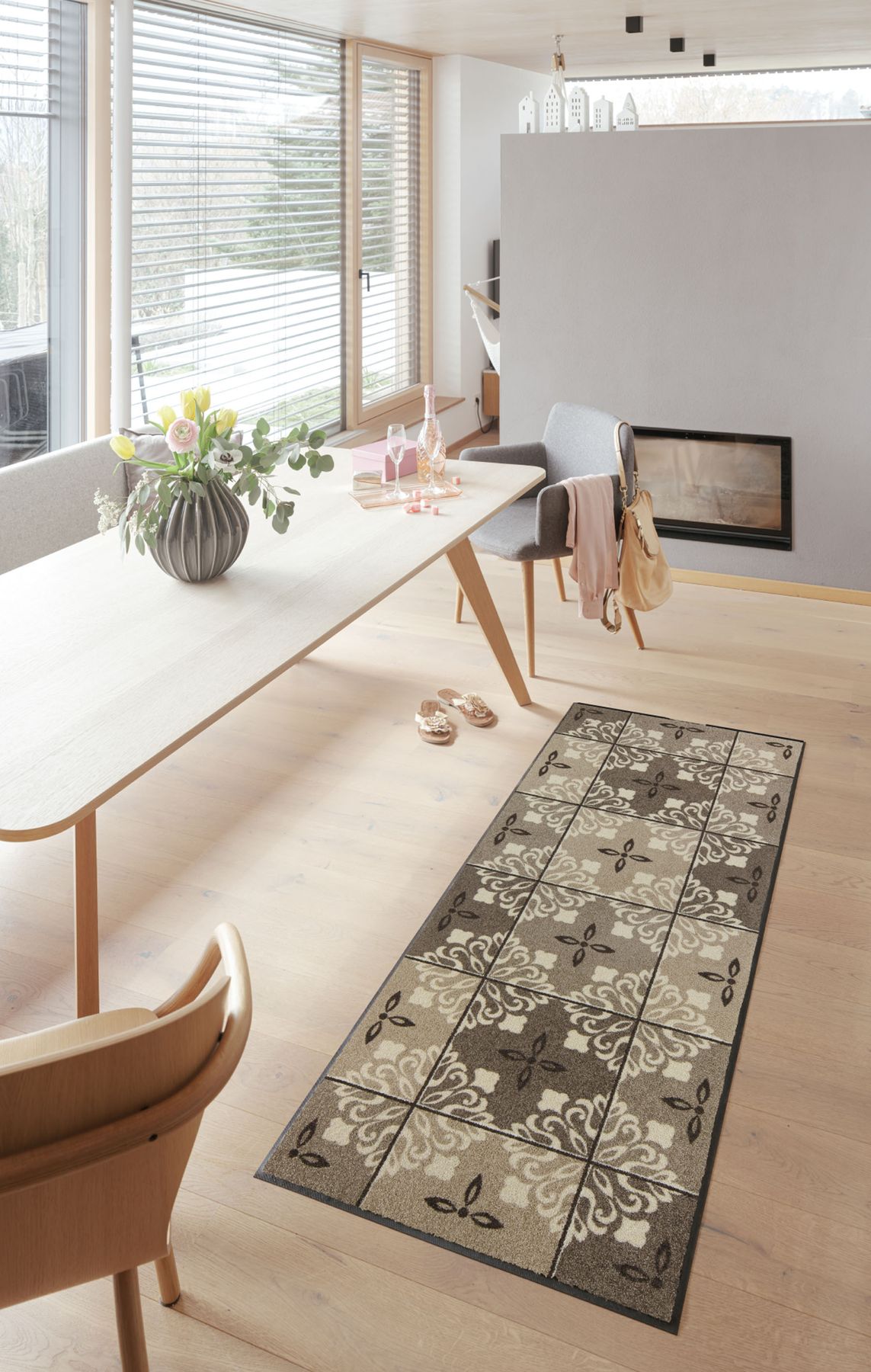 Teppichläufer 75 x 190 cm Ornamontana taupe taupe