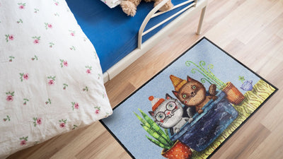 Fußmatte 50x75 Trouble-Cats rot