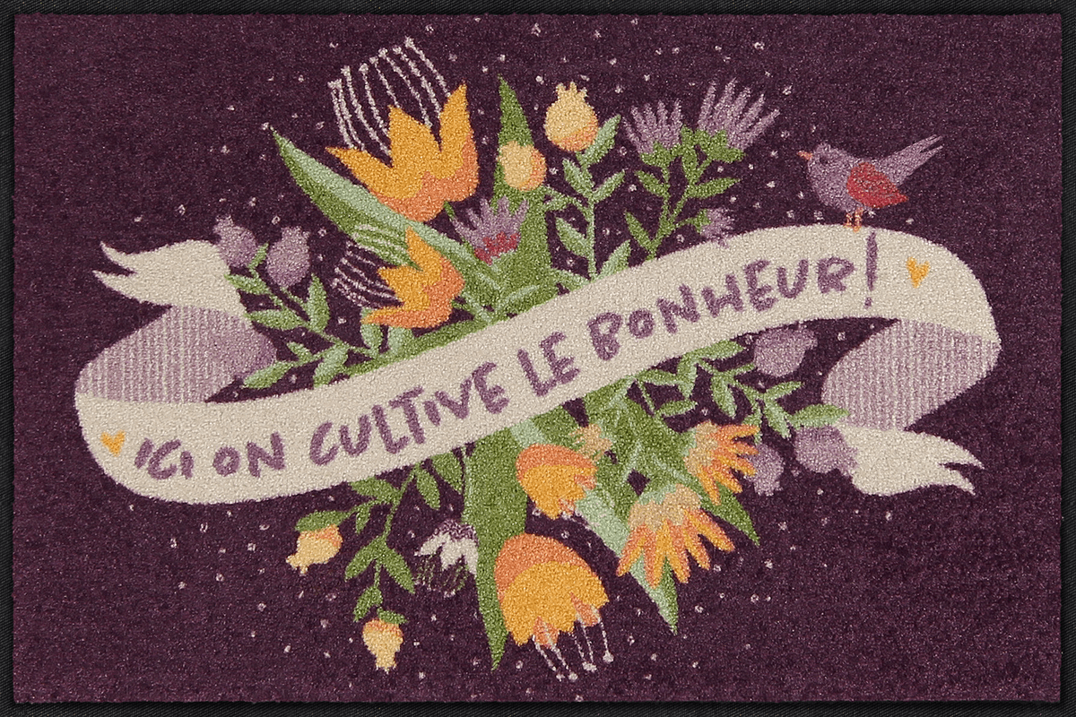 Fußmatte 50 x 75 cm Cultive Bonheur grau