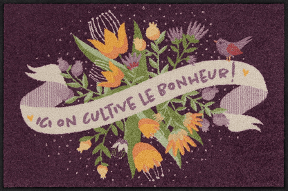 Fußmatte 50 x 75 cm Cultive Bonheur grau