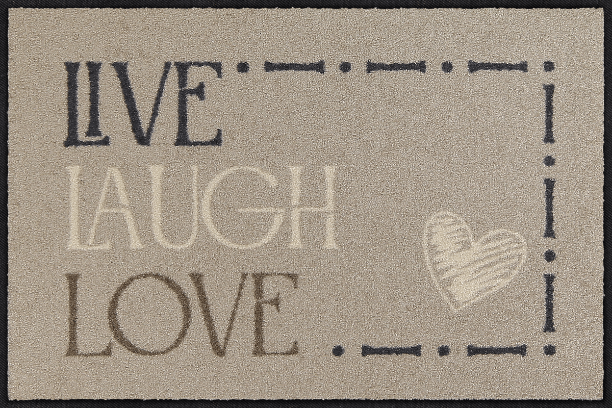 Fußmatte 50 x 75 cm Live Laugh Love beige