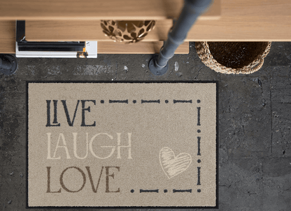 Fußmatte 50 x 75 cm Live Laugh Love beige