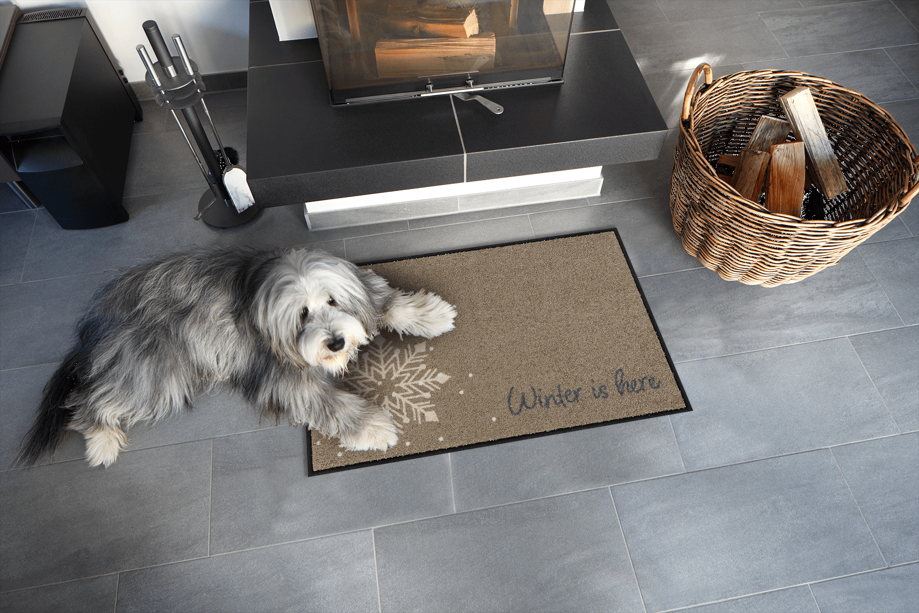 Fußmatte 50 x 75 cm Winter is Here beige