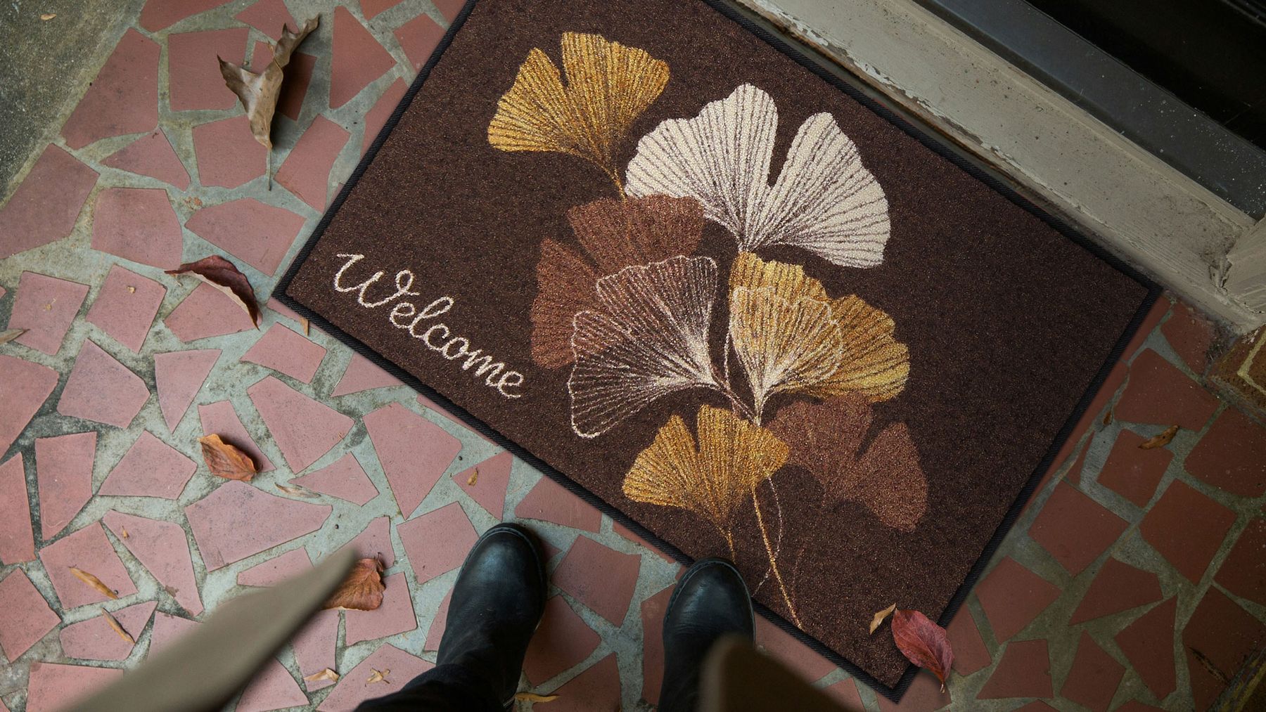 Fußmatte Ginko Welcome mocca 050x075