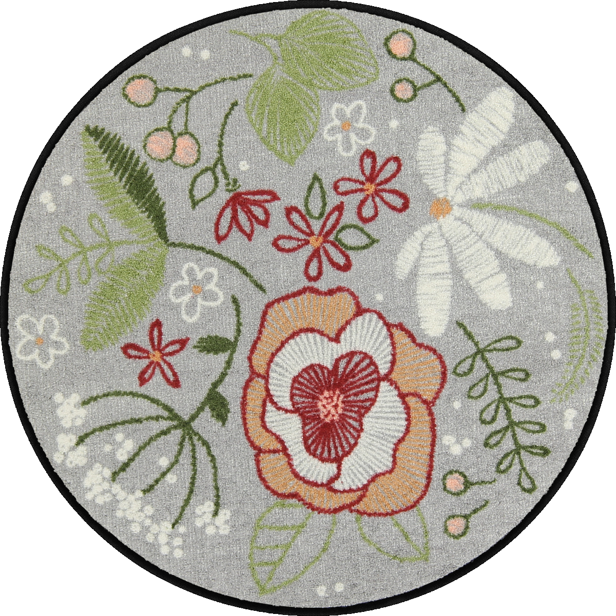 Fußmatte 85 x 85 cm Stitch Flowers mehrfarbig rund