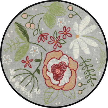 Fußmatte 85 x 85 cm Stitch Flowers mehrfarbig rund