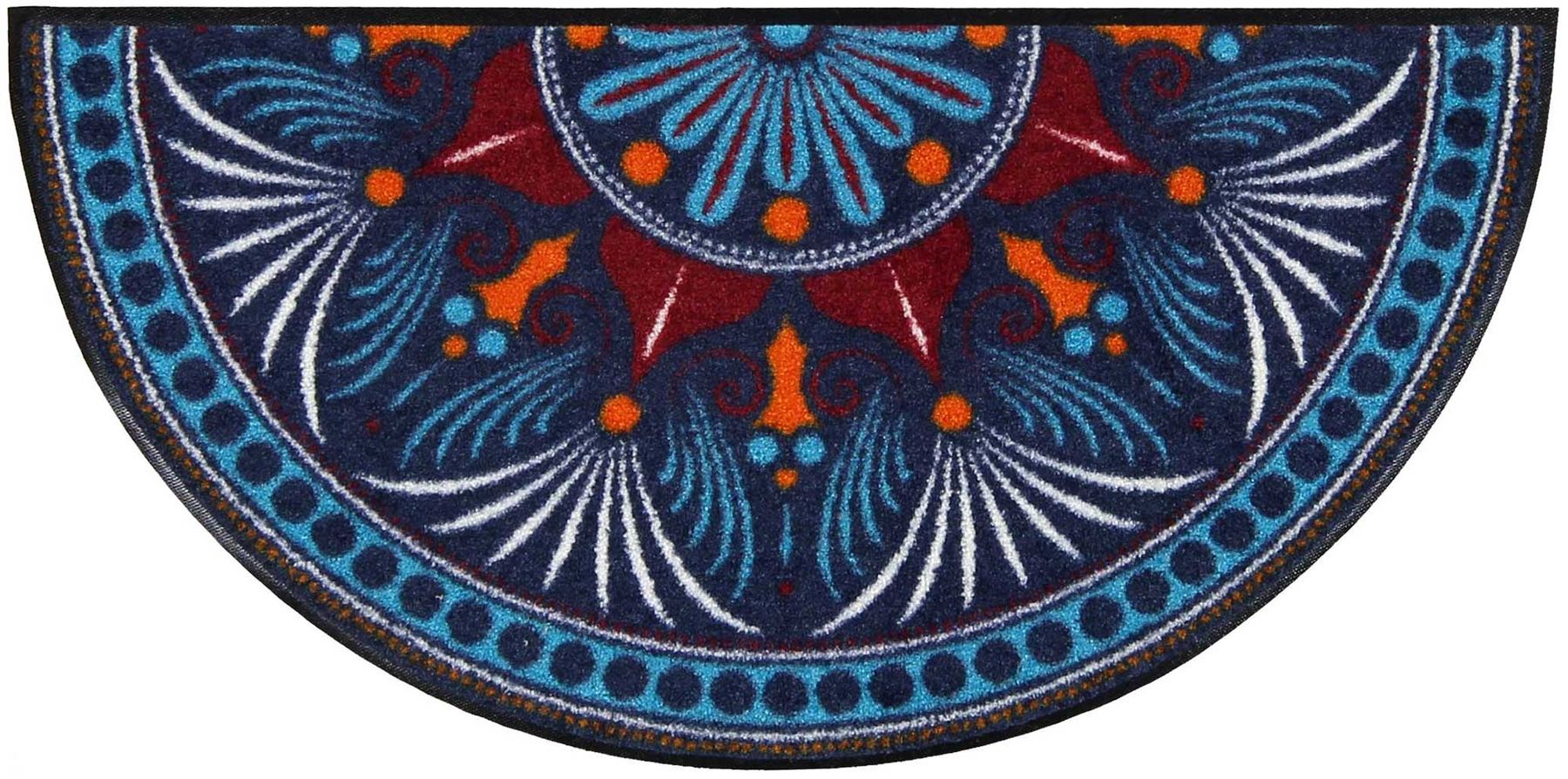 Fußmatte 42x85 Yara turquoise-red blau halbrund