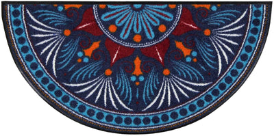 Fußmatte 42x85 Yara turquoise-red blau halbrund