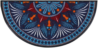 Fußmatte 42x85 Yara turquoise-red blau halbrund