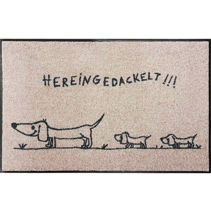 Fußmatte 50x75 Hereingedackelt family beige sand