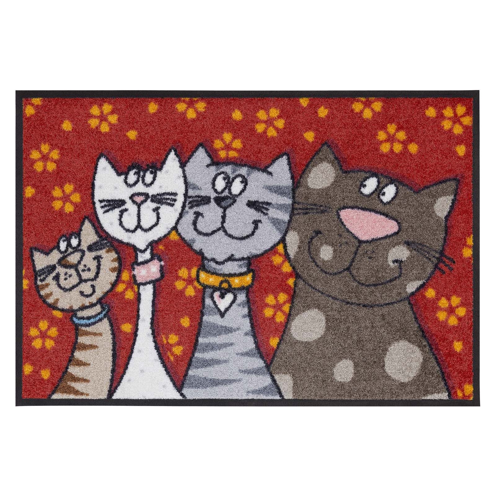 Fußmatte 50x75 Katzenfamilie rot