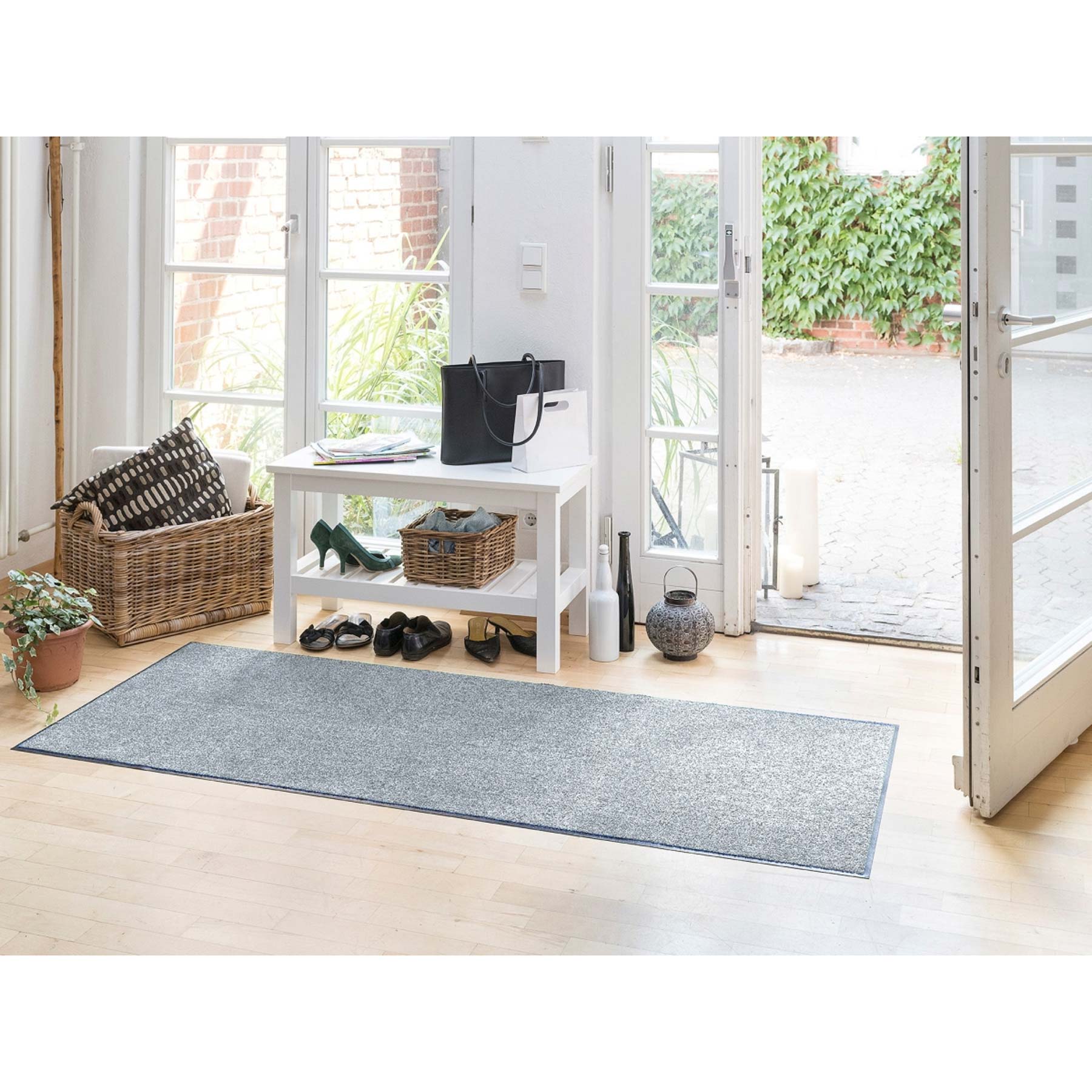 Teppichläufer 75x190 Uni Silbergrau grau