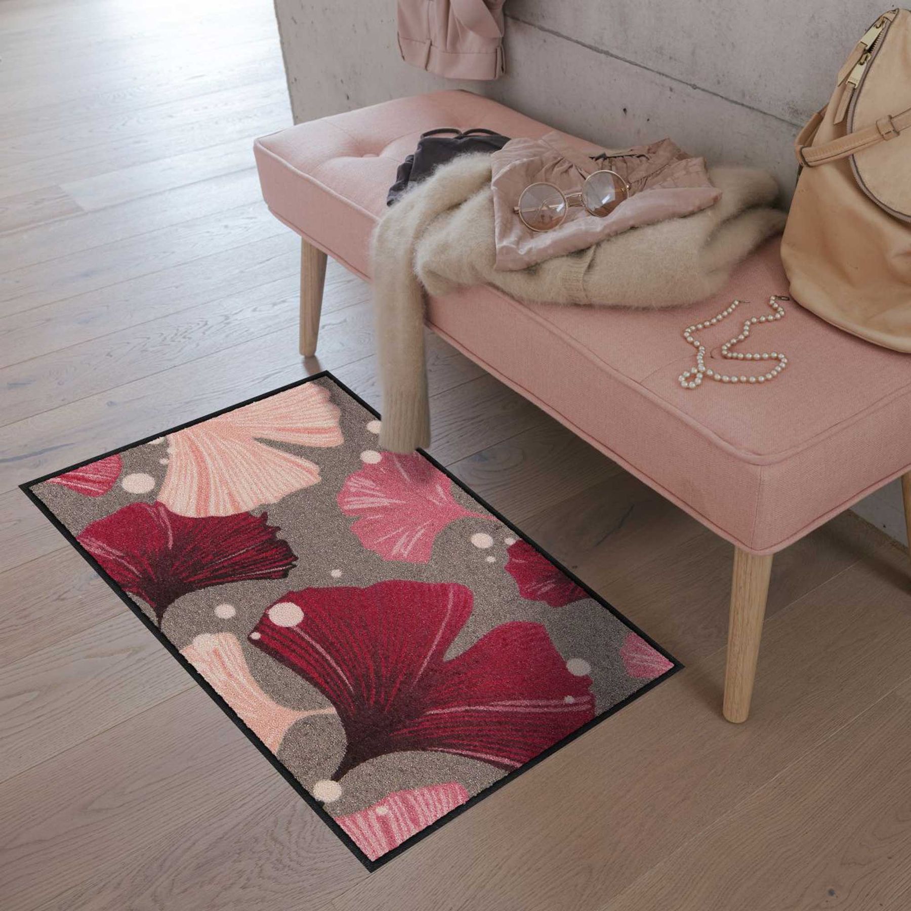Fußmatte 50x75 Ginkgo Dance rose rosa