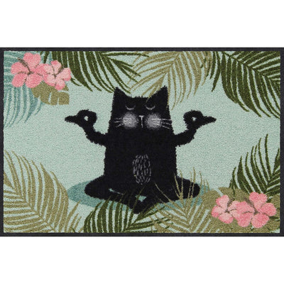 Fußmatte 50x75 Yogakatze grün