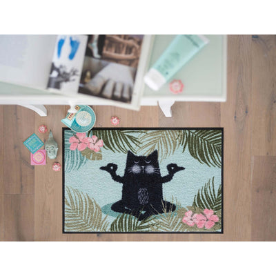 Fußmatte 50x75 Yogakatze grün