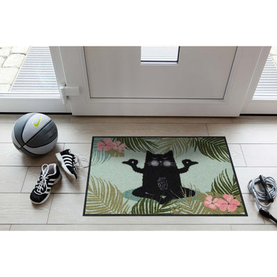 Fußmatte 50x75 Yogakatze grün