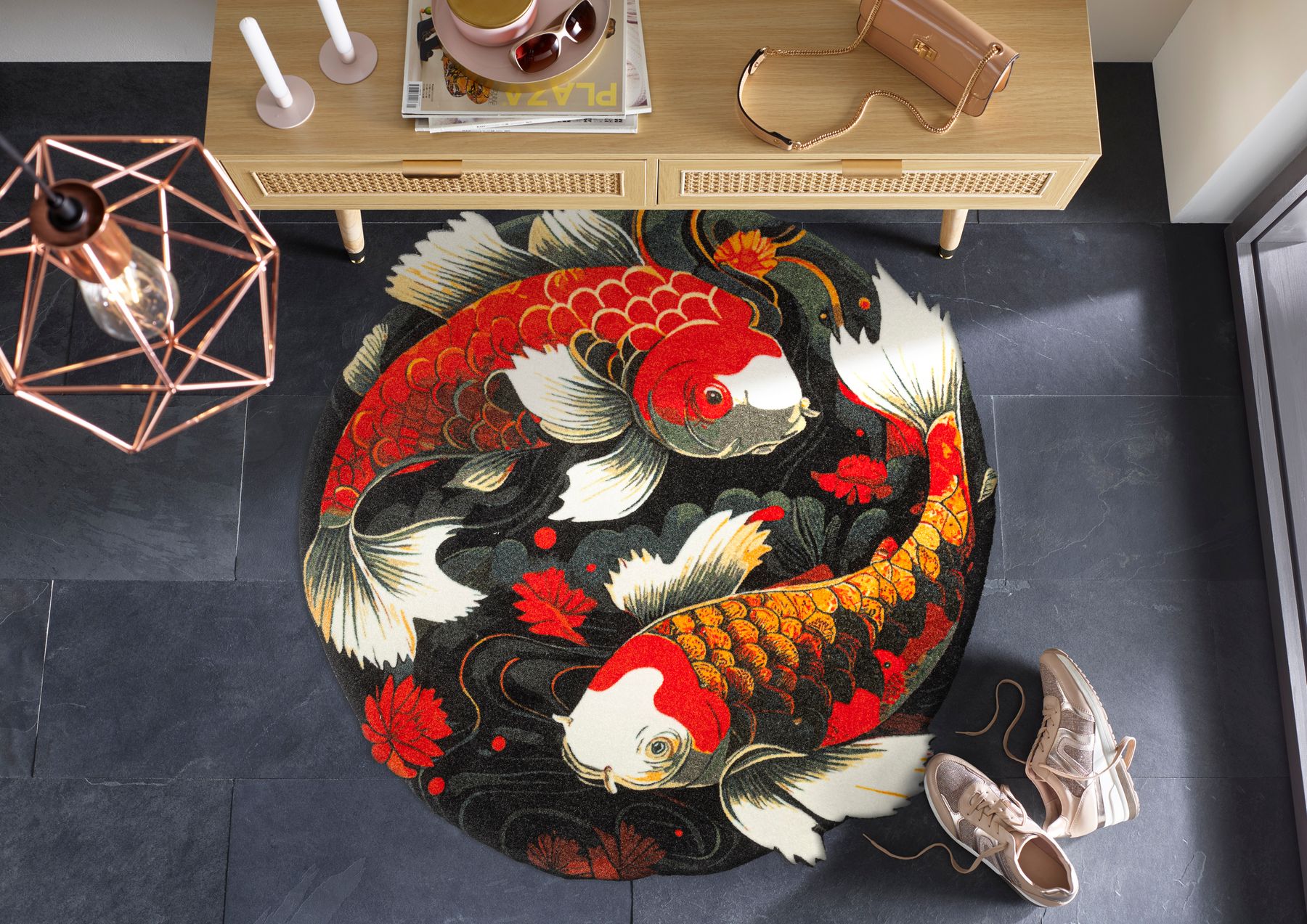 Wohnmatte 120x120 Koi Couple