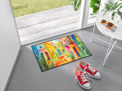 Fußmatte 40x60 Casas de Colores blau