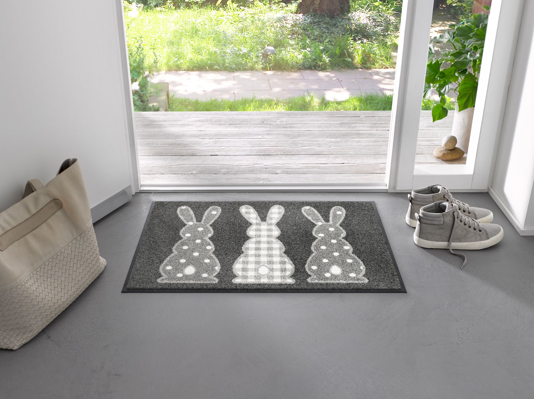 Fußmatte 50x75 Bunny Trio grau