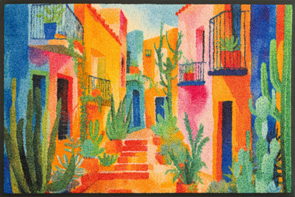 Fußmatte 50x75 Casas de Colores blau