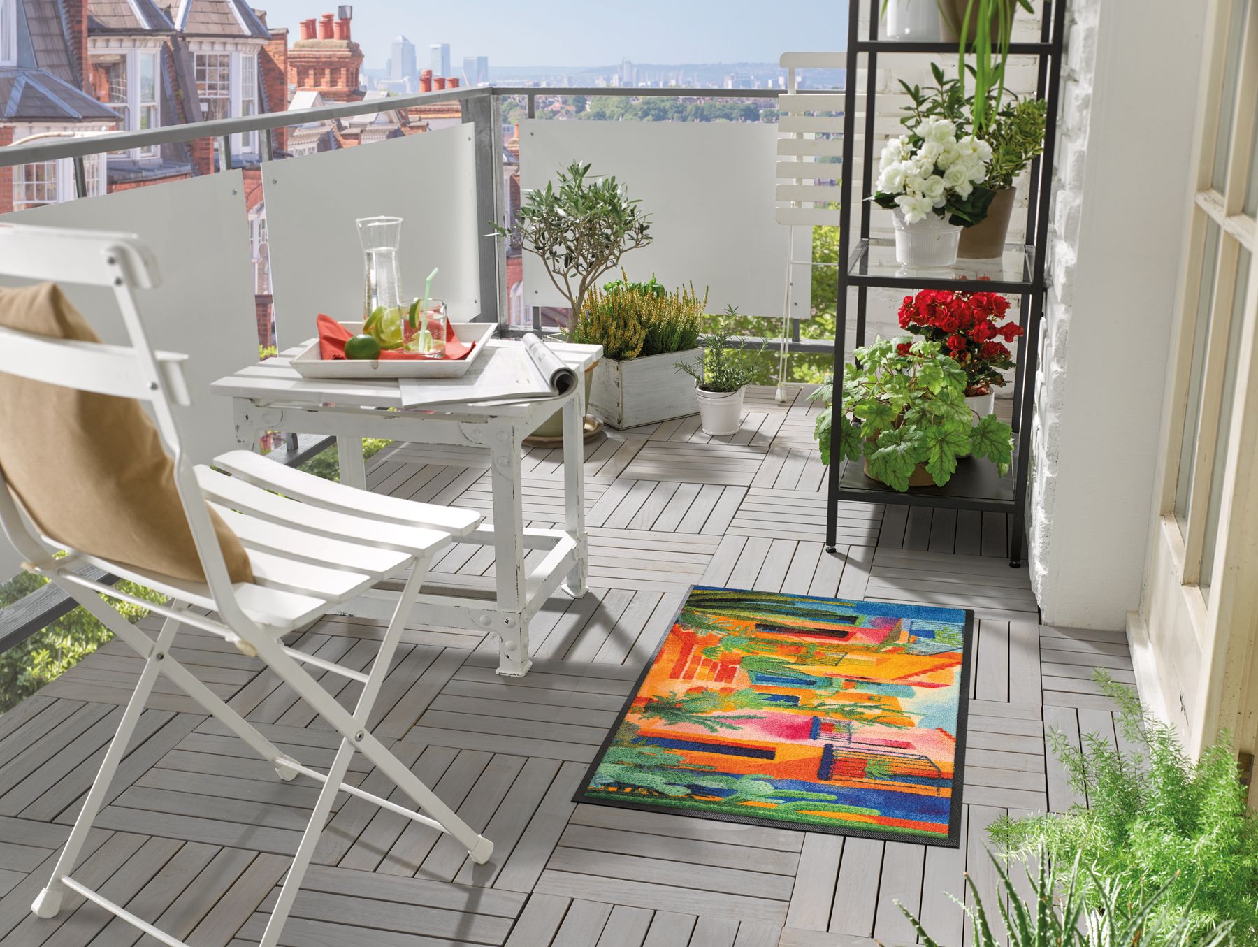 Fußmatte 50x75 Casas de Colores blau