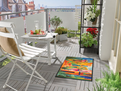 Fußmatte 50x75 Casas de Colores blau