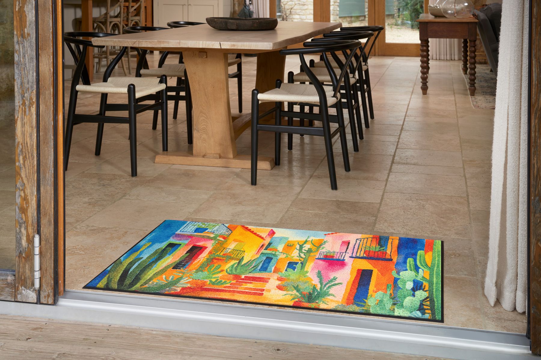 Fußmatte 75x120 Casas de Colores blau