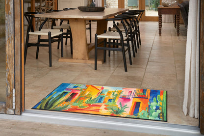 Fußmatte 75x120 Casas de Colores blau