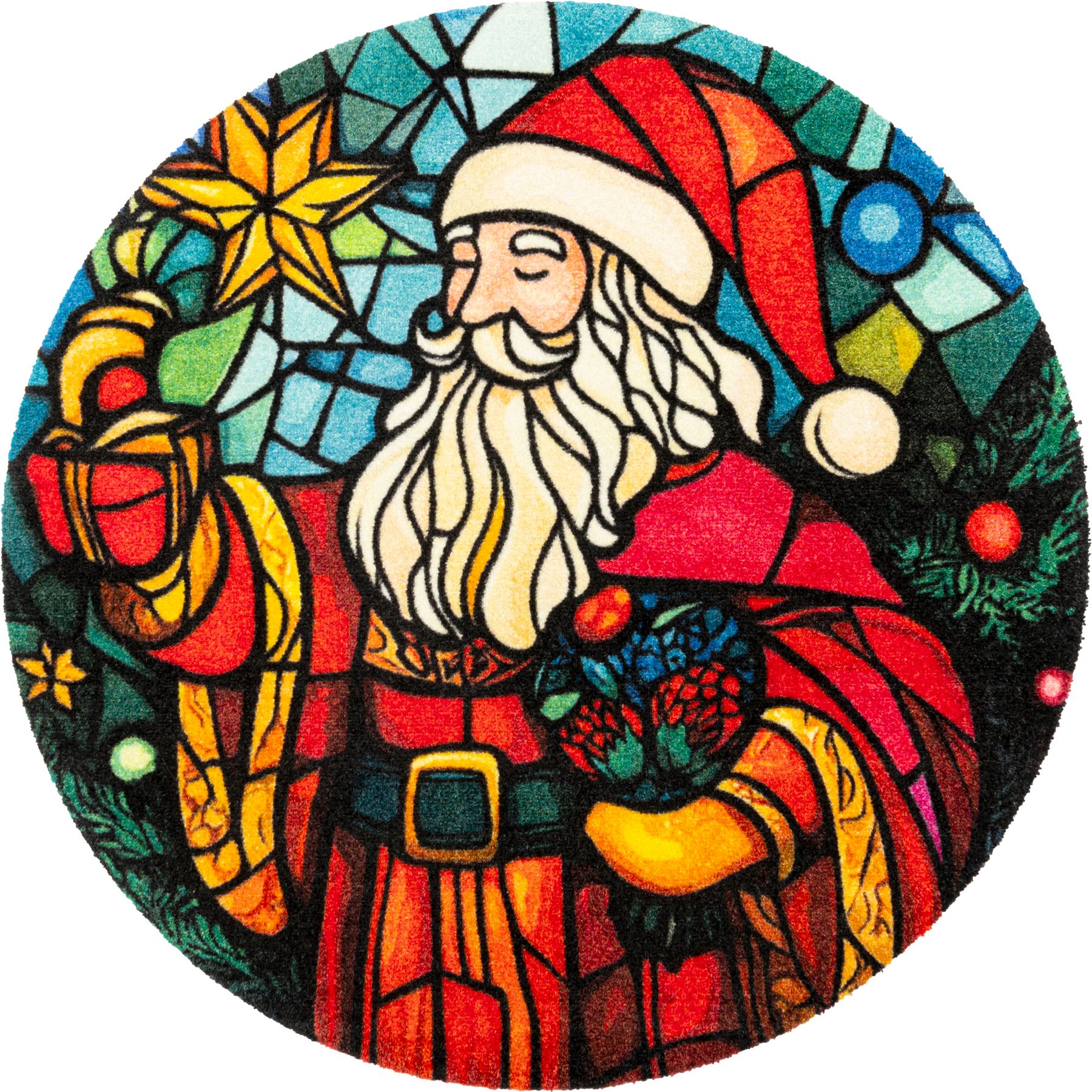 Fußmatte Stainglass Santa 90x90