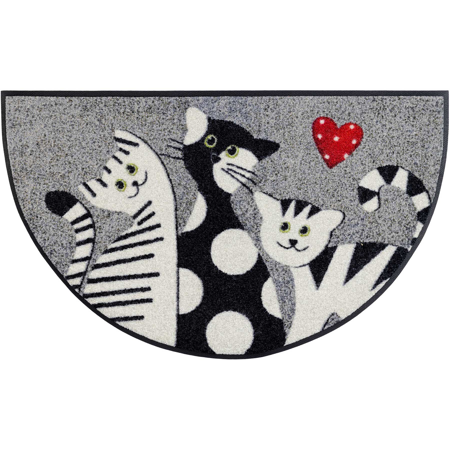 Fußmatte 50x85 Round Cat Trio grau halbrund