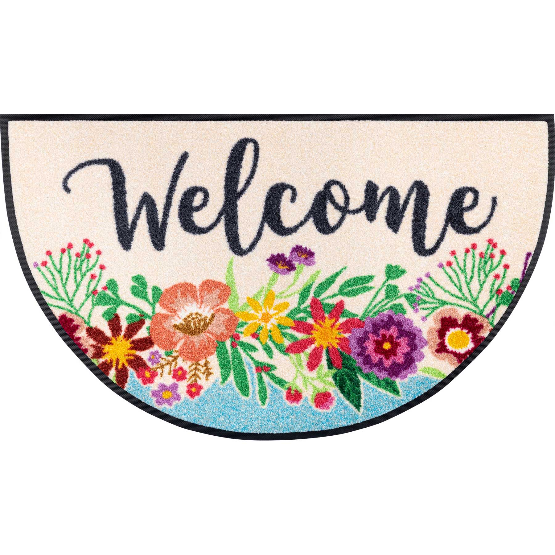 Fußmatte 50x85 Round Welcome Blooming halbrund