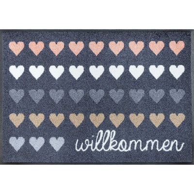 Fußmatte 50x75 Willkommen Herzen anthrazit