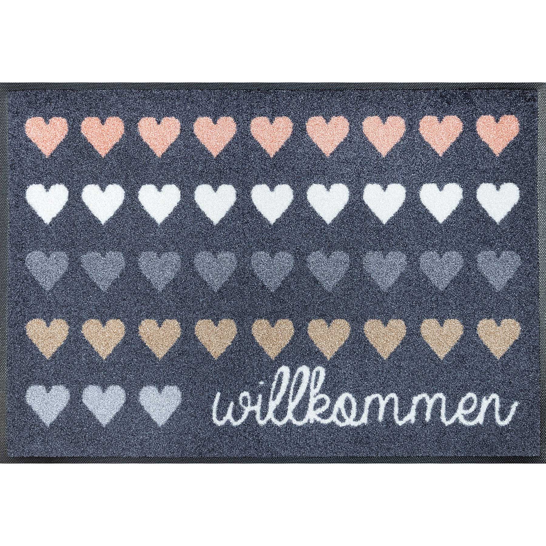 Fußmatte 50x75 Willkommen Herzen anthrazit