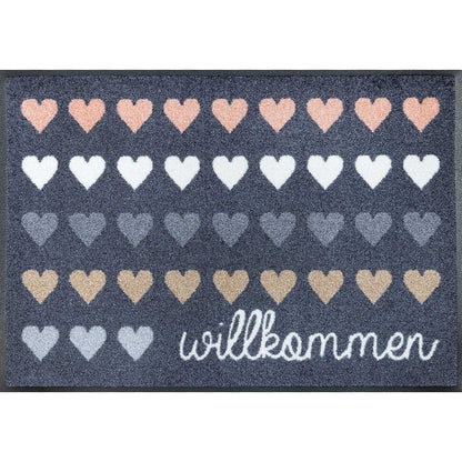 Fußmatte 50x75 Willkommen Herzen anthrazit