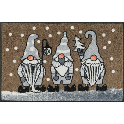 Fußmatte waschbar Winterzwerge taupe 50 x 75