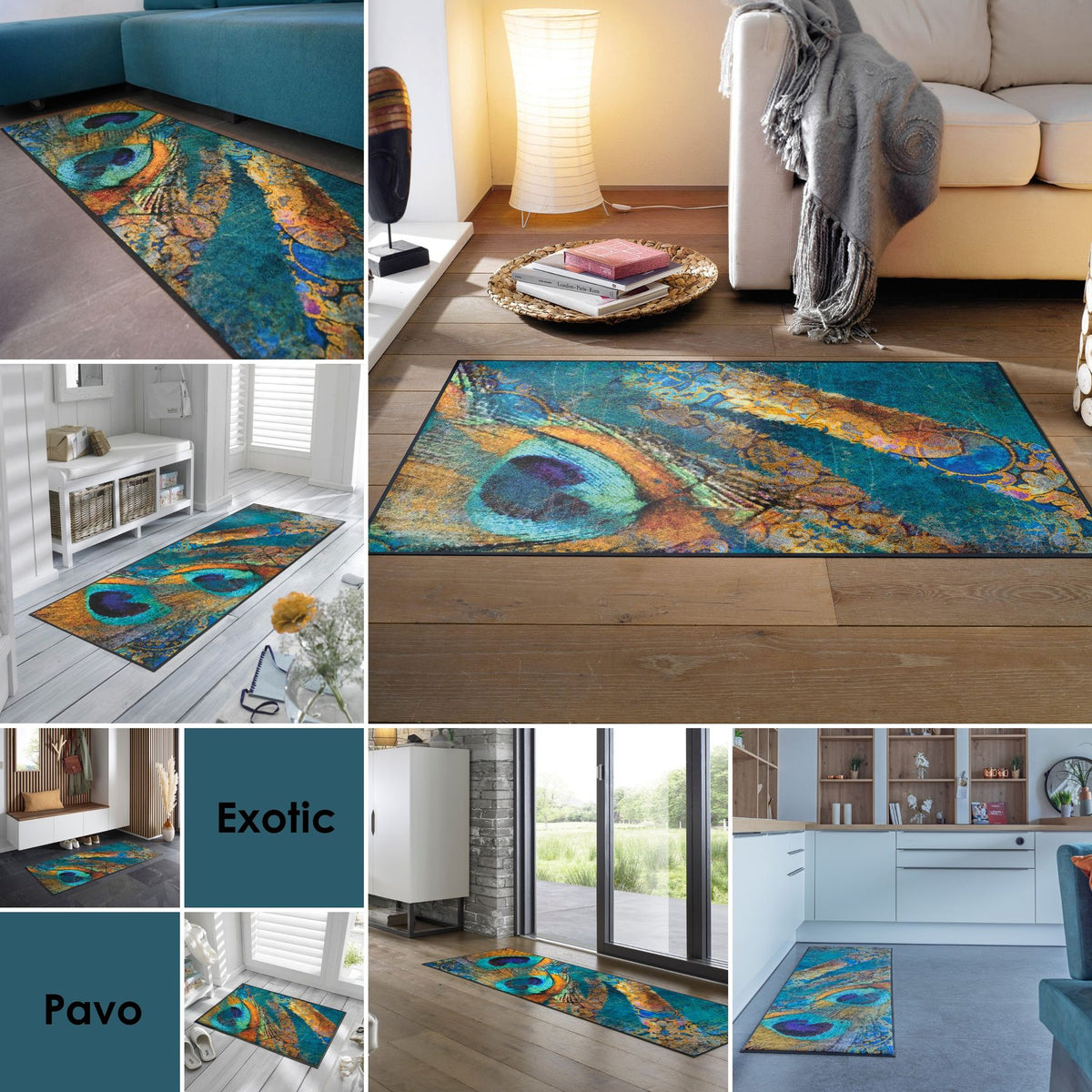 Läufer 60x140 Exotic Pavo blau